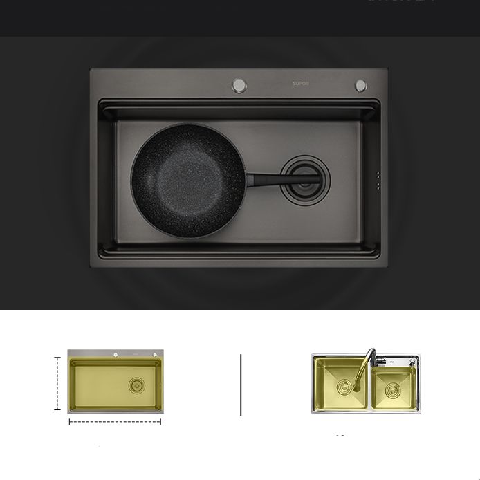 Kitchen Sink Ceramic Rectangular Faucet Pull-out Black Kitchen Sink Clearhalo 'Home Improvement' 'home_improvement' 'home_improvement_kitchen_sinks' 'Kitchen Remodel & Kitchen Fixtures' 'Kitchen Sinks & Faucet Components' 'Kitchen Sinks' 'kitchen_sinks' 1200x1200_cd4c60e0-fb06-4153-a1a4-6c629cda5014
