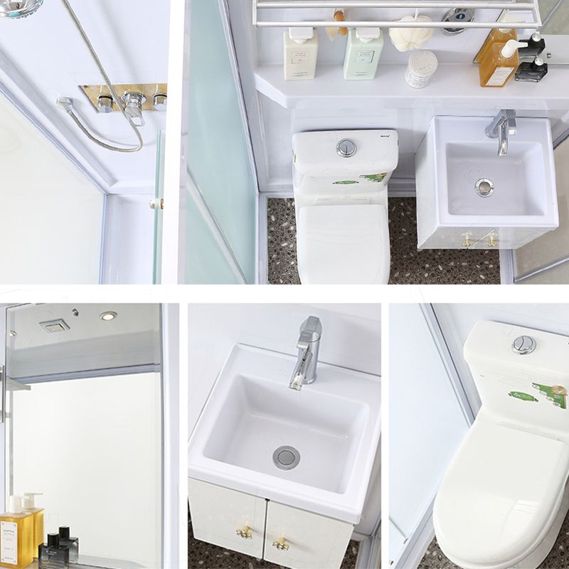 Contemporary Shower Enclosure Frosted Rectangle Shower Enclosure in White Clearhalo 'Bathroom Remodel & Bathroom Fixtures' 'Home Improvement' 'home_improvement' 'home_improvement_shower_stalls_enclosures' 'Shower Stalls & Enclosures' 'shower_stalls_enclosures' 'Showers & Bathtubs' 1200x1200_cd58e1f4-2758-47d1-93cf-5253cfddc229