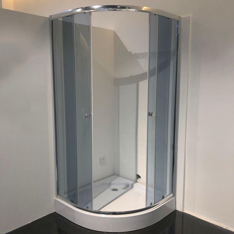 Double Sliding Shower Bath Door Semi Frameless Shower Door in Silver Clearhalo 'Bathroom Remodel & Bathroom Fixtures' 'Home Improvement' 'home_improvement' 'home_improvement_shower_tub_doors' 'Shower and Tub Doors' 'shower_tub_doors' 'Showers & Bathtubs' 1200x1200_cd622236-b614-4353-bfe2-c909ce12782f