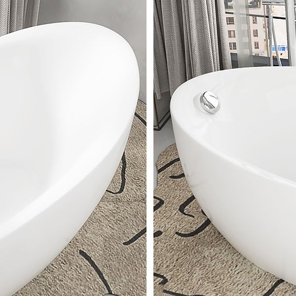 White Freestanding Bath Acrylic Soaking Oval Modern Bathtub Clearhalo 'Bathroom Remodel & Bathroom Fixtures' 'Bathtubs' 'Home Improvement' 'home_improvement' 'home_improvement_bathtubs' 'Showers & Bathtubs' 1200x1200_cd626c8c-9a4c-4b2e-a6a1-b23a979cb340