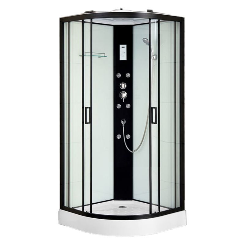 Black Framed Shower Enclosure Double Sliding Round Shower Stall Clearhalo 'Bathroom Remodel & Bathroom Fixtures' 'Home Improvement' 'home_improvement' 'home_improvement_shower_stalls_enclosures' 'Shower Stalls & Enclosures' 'shower_stalls_enclosures' 'Showers & Bathtubs' 1200x1200_cd65a0e9-1b5f-4faa-814e-d0658ae89991