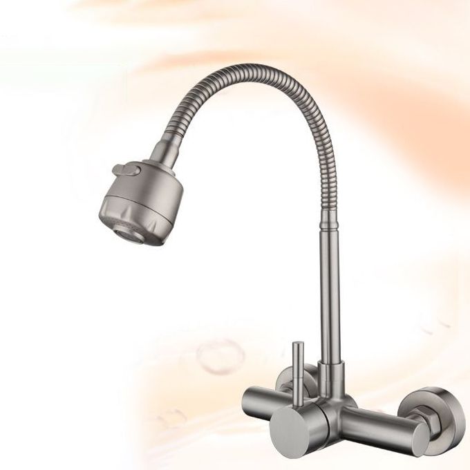 304 Stainless Steel Kitchen Faucet High Arch with Sprayer Bridge Faucets Clearhalo 'Home Improvement' 'home_improvement' 'home_improvement_kitchen_faucets' 'Kitchen Faucets' 'Kitchen Remodel & Kitchen Fixtures' 'Kitchen Sinks & Faucet Components' 'kitchen_faucets' 1200x1200_cd825f9b-6dbe-4e71-a6f7-4252ee0f8370