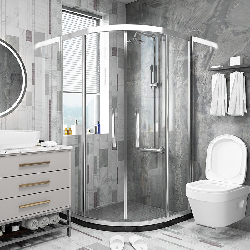 Modern Shower Enclosure Laminated Glass Corner with Fixed Panel Shower Stall Clearhalo 'Bathroom Remodel & Bathroom Fixtures' 'Home Improvement' 'home_improvement' 'home_improvement_shower_stalls_enclosures' 'Shower Stalls & Enclosures' 'shower_stalls_enclosures' 'Showers & Bathtubs' 1200x1200_cdc03f08-232c-4855-a88c-1e43741f0d9f