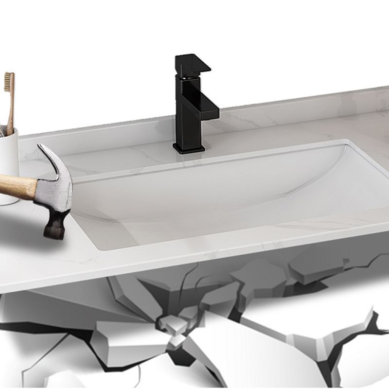 Contemporary White Sink Cabinet Bathroom Vanity Cabinet with Mirror Cabinet Clearhalo 'Bathroom Remodel & Bathroom Fixtures' 'Bathroom Vanities' 'bathroom_vanities' 'Home Improvement' 'home_improvement' 'home_improvement_bathroom_vanities' 1200x1200_cdc4a14e-51ad-4205-84e1-e4749e276cdd