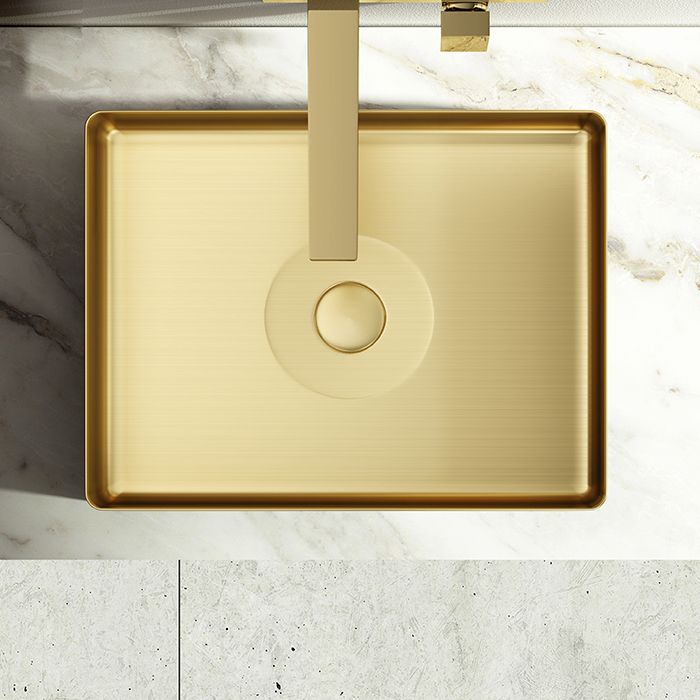 Modern Vessel Sink Metal Rectangular with Pop-Up Drain Vessel Bathroom ...