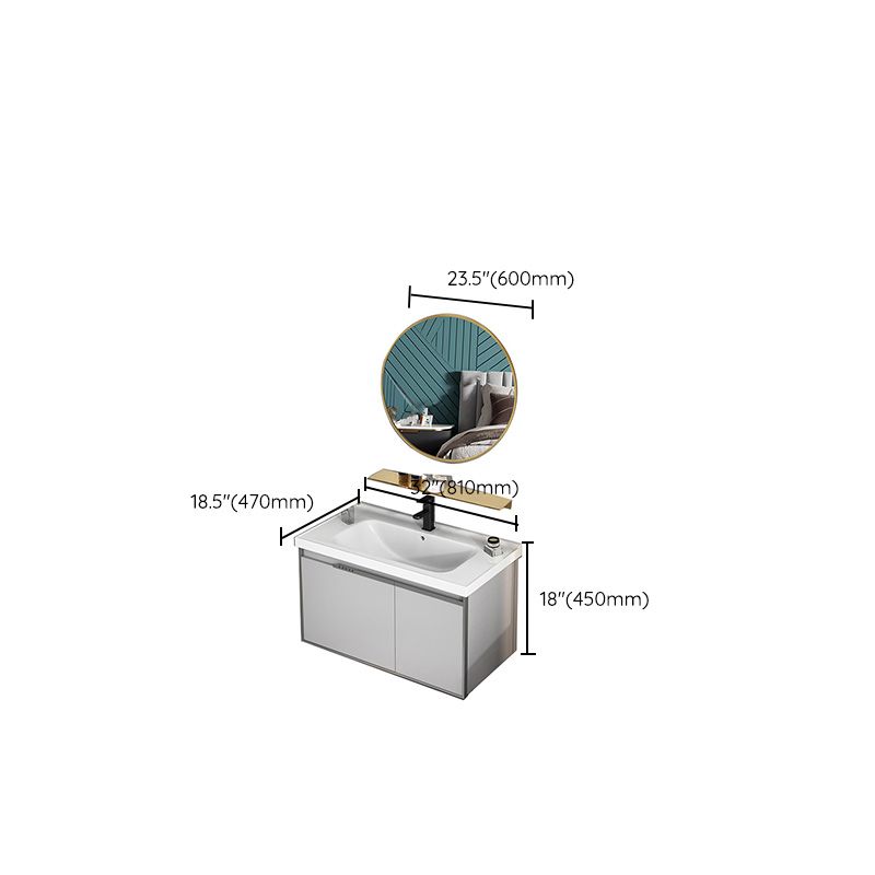 Modern Bath Vanity Gray Single Rectangular Wall Mount Sink Vanity Clearhalo 'Bathroom Remodel & Bathroom Fixtures' 'Bathroom Vanities' 'bathroom_vanities' 'Home Improvement' 'home_improvement' 'home_improvement_bathroom_vanities' 1200x1200_cdcdadf2-9f35-4a8f-bb51-b70ab7ff446c