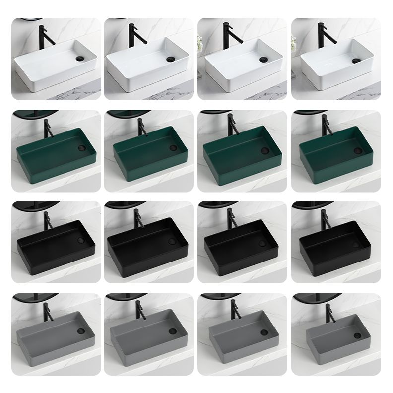 Contemporary Bathroom Sink Rectangular Porcelain Vessel Sink with Pop-Up Drain Clearhalo 'Bathroom Remodel & Bathroom Fixtures' 'Bathroom Sinks & Faucet Components' 'Bathroom Sinks' 'bathroom_sink' 'Home Improvement' 'home_improvement' 'home_improvement_bathroom_sink' 1200x1200_cdd15f84-c57b-4d06-9540-56c21001a392