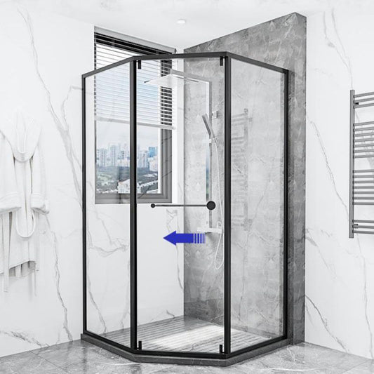 Modern Clear Glass Double Sliding Shower Enclosure Framed Shower Enclosure Clearhalo 'Bathroom Remodel & Bathroom Fixtures' 'Home Improvement' 'home_improvement' 'home_improvement_shower_stalls_enclosures' 'Shower Stalls & Enclosures' 'shower_stalls_enclosures' 'Showers & Bathtubs' 1200x1200_cde3fe19-9aa2-4887-b96c-9424a9b064e8