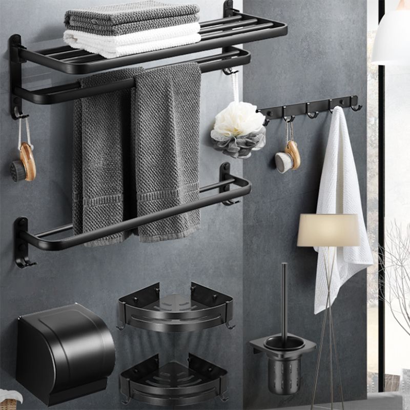 Modern Black Bathroom Accessory Kit Paper Holder Towel Bar Bath Hardware Set Clearhalo 'Bathroom Hardware Sets' 'Bathroom Hardware' 'Bathroom Remodel & Bathroom Fixtures' 'bathroom_hardware_sets' 'Home Improvement' 'home_improvement' 'home_improvement_bathroom_hardware_sets' 1200x1200_cde9d03d-b94b-4423-8759-3af4e474f93c