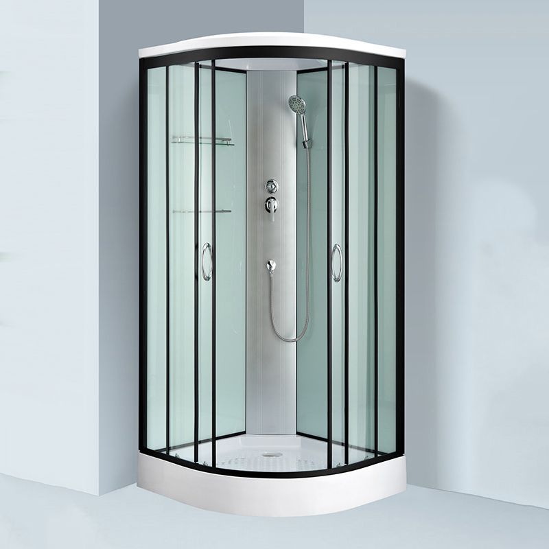 Rounded Shower Stall with Shower Base Tempered Glass Shower Stall Clearhalo 'Bathroom Remodel & Bathroom Fixtures' 'Home Improvement' 'home_improvement' 'home_improvement_shower_stalls_enclosures' 'Shower Stalls & Enclosures' 'shower_stalls_enclosures' 'Showers & Bathtubs' 1200x1200_cdf7bf00-bb4d-4542-abb3-38baec7c9752