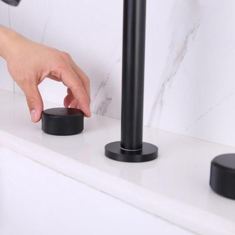 Circular Bathroom Faucet with Gooseneck Arc 3 Hole Widespread Bathroom Sink Faucet Clearhalo 'Bathroom Remodel & Bathroom Fixtures' 'Bathroom Sink Faucets' 'Bathroom Sinks & Faucet Components' 'bathroom_sink_faucets' 'Home Improvement' 'home_improvement' 'home_improvement_bathroom_sink_faucets' 1200x1200_ce078b5f-7b23-422d-8b40-8bec92aeb89a