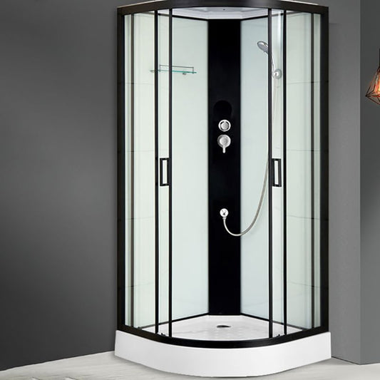 Black Framed Shower Enclosure Double Sliding Round Shower Stall Clearhalo 'Bathroom Remodel & Bathroom Fixtures' 'Home Improvement' 'home_improvement' 'home_improvement_shower_stalls_enclosures' 'Shower Stalls & Enclosures' 'shower_stalls_enclosures' 'Showers & Bathtubs' 1200x1200_ce098227-639e-4b2d-8ab3-7e733d014168