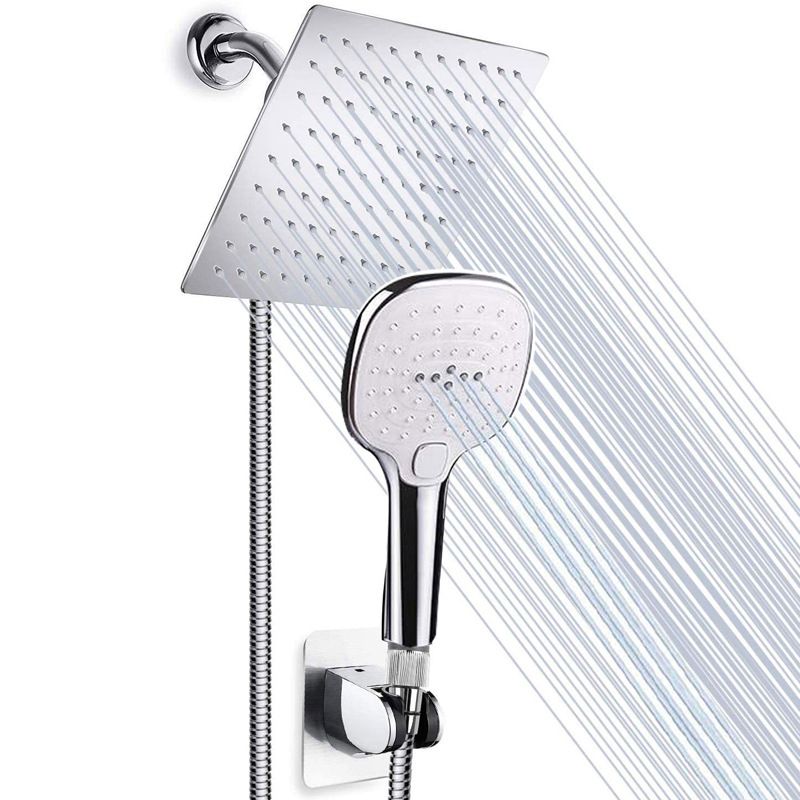 Traditional Dual Shower Head Square Wall Mounted Dual Shower Clearhalo 'Bathroom Remodel & Bathroom Fixtures' 'Home Improvement' 'home_improvement' 'home_improvement_shower_heads' 'Shower Heads' 'shower_heads' 'Showers & Bathtubs Plumbing' 'Showers & Bathtubs' 1200x1200_ce0aad73-0621-4cc3-a225-1187ed9a0dfa