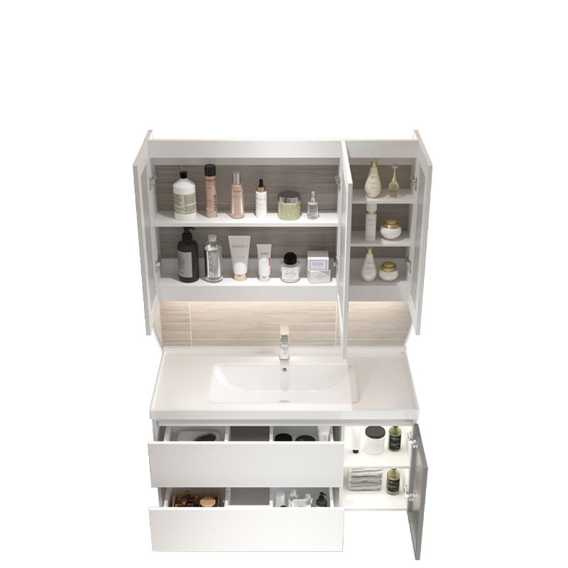 Wood Frame Bath Vanity Door Wall-Mounted Single Sink Mirror Rectangular White Vanity Clearhalo 'Bathroom Remodel & Bathroom Fixtures' 'Bathroom Vanities' 'bathroom_vanities' 'Home Improvement' 'home_improvement' 'home_improvement_bathroom_vanities' 1200x1200_ce0e741d-af78-4e07-91a9-9c63e41f4adb