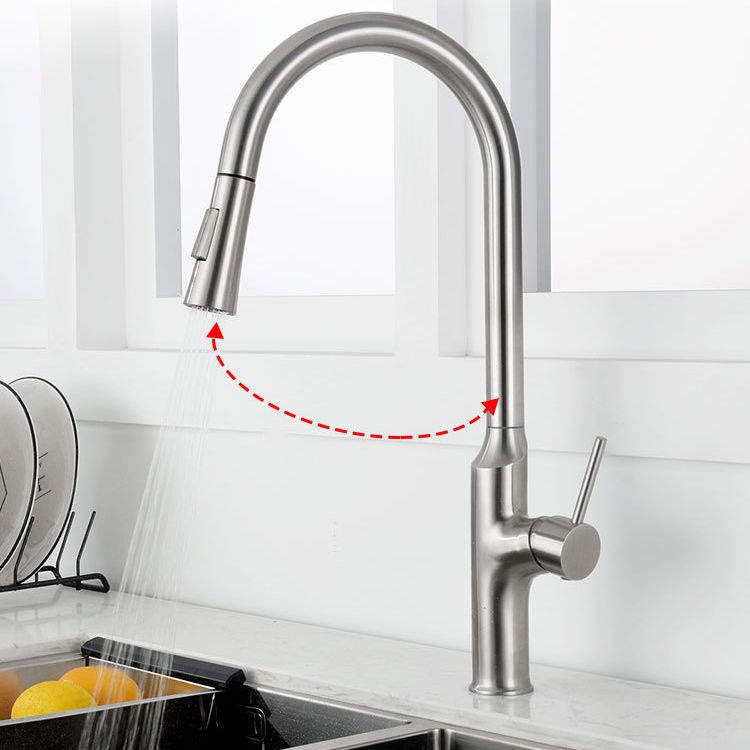 Contemporary Single Lever Kitchen Faucet 1-Hold Water Faucet with Pull out Sprayer Clearhalo 'Home Improvement' 'home_improvement' 'home_improvement_kitchen_faucets' 'Kitchen Faucets' 'Kitchen Remodel & Kitchen Fixtures' 'Kitchen Sinks & Faucet Components' 'kitchen_faucets' 1200x1200_ce35cbca-56cb-467f-b984-ef42e49cfd1b
