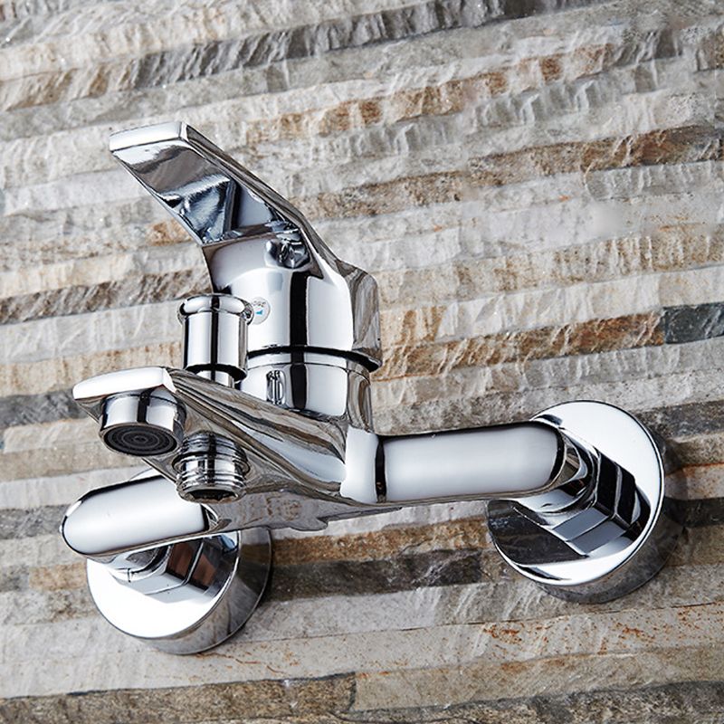 Modern Silver Tub Spout One Handle and Two Hole Brass Wall Mounted Faucet Clearhalo 'Bathroom Remodel & Bathroom Fixtures' 'Bathtub Faucets' 'bathtub_faucets' 'Home Improvement' 'home_improvement' 'home_improvement_bathtub_faucets' 1200x1200_ce40d374-dcf2-42af-866c-3108a8099c3c