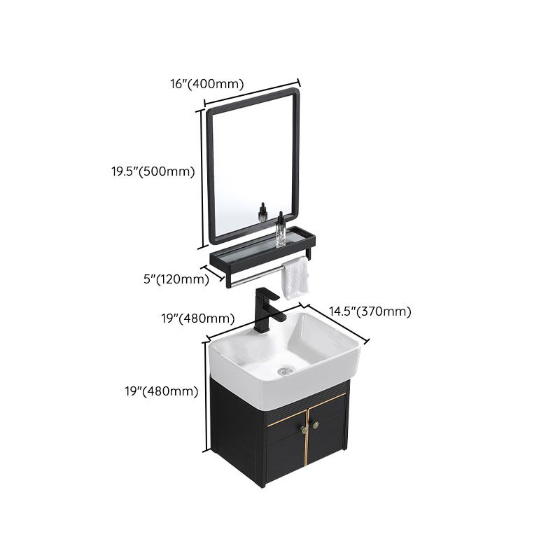 Modern Metal Wall Mount Sink Vanity Single Sink with Doors for Bathroom Clearhalo 'Bathroom Remodel & Bathroom Fixtures' 'Bathroom Vanities' 'bathroom_vanities' 'Home Improvement' 'home_improvement' 'home_improvement_bathroom_vanities' 1200x1200_ce5a0283-1245-44cd-aee0-471619889269