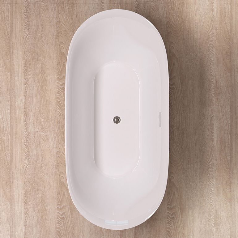 Modern Back to Wall Bath Oval White Soaking Acrylic Freestanding Bathtub Clearhalo 'Bathroom Remodel & Bathroom Fixtures' 'Bathtubs' 'Home Improvement' 'home_improvement' 'home_improvement_bathtubs' 'Showers & Bathtubs' 1200x1200_ce818cff-616e-46b9-b261-48a5ee65484b