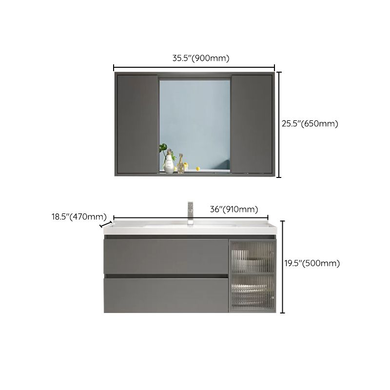 Glam Bathroom Vanity Set Wall Mount Bathroom Sink Vanity with Mirror Clearhalo 'Bathroom Remodel & Bathroom Fixtures' 'Bathroom Vanities' 'bathroom_vanities' 'Home Improvement' 'home_improvement' 'home_improvement_bathroom_vanities' 1200x1200_cea410b9-1248-4690-9ac4-444d4a778216
