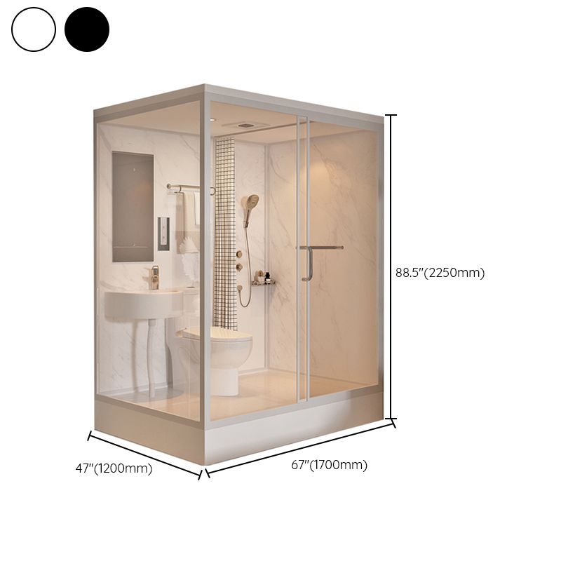 Shower Stall Semi-Frameless Single Sliding Black Rectangle Shower Stall Clearhalo 'Bathroom Remodel & Bathroom Fixtures' 'Home Improvement' 'home_improvement' 'home_improvement_shower_stalls_enclosures' 'Shower Stalls & Enclosures' 'shower_stalls_enclosures' 'Showers & Bathtubs' 1200x1200_ceb95ce4-70e6-43e0-96ea-f16409e8b14e