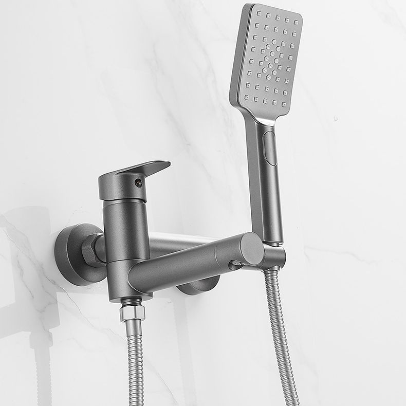 Contemporary Wall Mounted Tub Filler Single Handle Metal Faucet Clearhalo 'Bathroom Remodel & Bathroom Fixtures' 'Bathtub Faucets' 'bathtub_faucets' 'Home Improvement' 'home_improvement' 'home_improvement_bathtub_faucets' 1200x1200_cebdfce1-61f6-49a7-8ebe-95fede00f97e