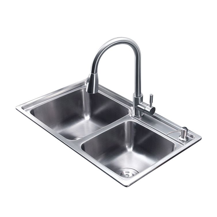 Kitchen Sink Stainless Steel Drop-In Noise-cancelling Design Kitchen Double Sink Clearhalo 'Home Improvement' 'home_improvement' 'home_improvement_kitchen_sinks' 'Kitchen Remodel & Kitchen Fixtures' 'Kitchen Sinks & Faucet Components' 'Kitchen Sinks' 'kitchen_sinks' 1200x1200_cece149e-bc94-490c-9717-c4aa34f553b0