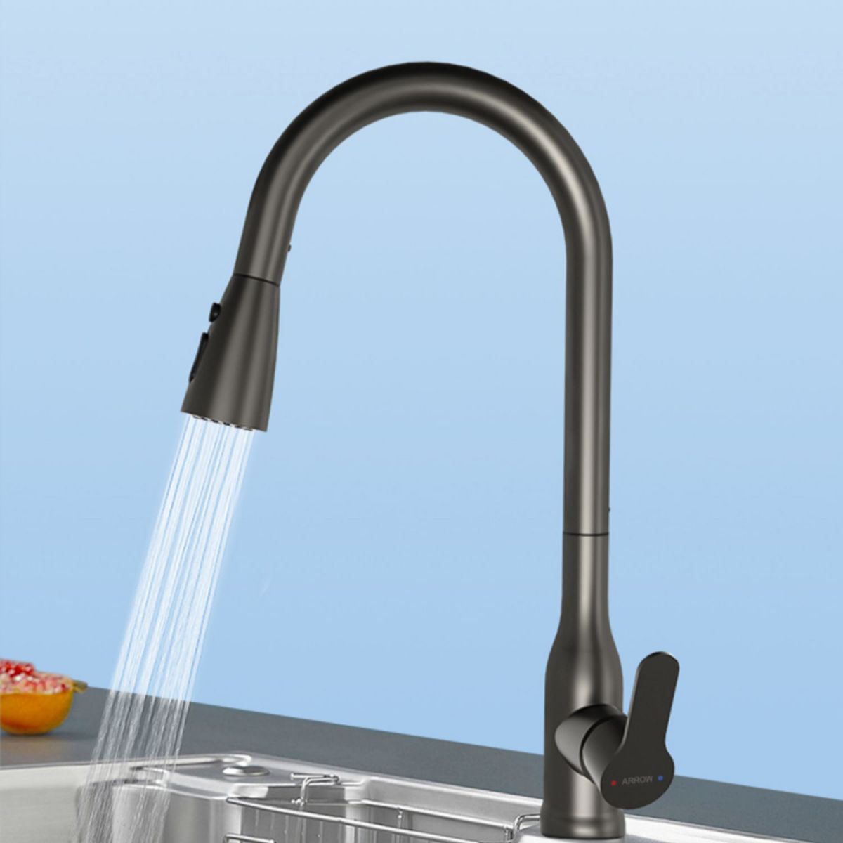 Contemporary Single Handle Kitchen Faucet Pull Out 1 Hold Bar Faucet with No Sensor Clearhalo 'Home Improvement' 'home_improvement' 'home_improvement_kitchen_faucets' 'Kitchen Faucets' 'Kitchen Remodel & Kitchen Fixtures' 'Kitchen Sinks & Faucet Components' 'kitchen_faucets' 1200x1200_cedc0dac-4a9a-455a-ad68-41ab7128fc8d