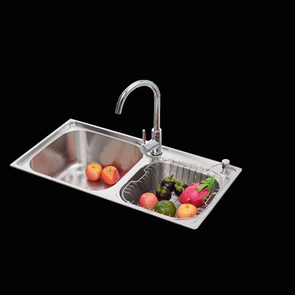 Contemporary Style Kitchen Double Sink Stainless Steel Drop-In Kitchen Sink Clearhalo 'Home Improvement' 'home_improvement' 'home_improvement_kitchen_sinks' 'Kitchen Remodel & Kitchen Fixtures' 'Kitchen Sinks & Faucet Components' 'Kitchen Sinks' 'kitchen_sinks' 1200x1200_cf137067-0b3f-43bc-8368-68fa5b9ccae4
