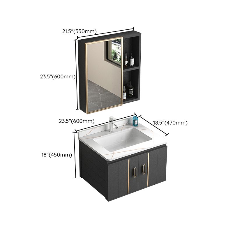 Rectangular Bathroom Vanity Modern Black Single-Sink Wall Mount Vanity Set Clearhalo 'Bathroom Remodel & Bathroom Fixtures' 'Bathroom Vanities' 'bathroom_vanities' 'Home Improvement' 'home_improvement' 'home_improvement_bathroom_vanities' 1200x1200_cf1eb7e7-847a-4e41-87f7-eb775aff6b99