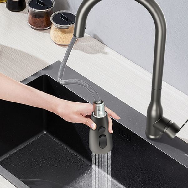 Contemporary Single Handle Kitchen Faucet Pull Out 1 Hold Bar Faucet with No Sensor Clearhalo 'Home Improvement' 'home_improvement' 'home_improvement_kitchen_faucets' 'Kitchen Faucets' 'Kitchen Remodel & Kitchen Fixtures' 'Kitchen Sinks & Faucet Components' 'kitchen_faucets' 1200x1200_cf28ce71-2f2e-44d0-b294-1a3d749ec2cf