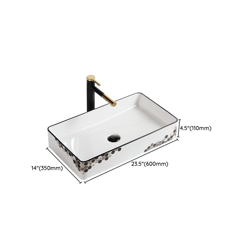 Modern Vessel Bathroom Sink Rectangular Porcelain with Pop-Up Drain Vessel Lavatory Sink Clearhalo 'Bathroom Remodel & Bathroom Fixtures' 'Bathroom Sinks & Faucet Components' 'Bathroom Sinks' 'bathroom_sink' 'Home Improvement' 'home_improvement' 'home_improvement_bathroom_sink' 1200x1200_cf3ffecd-d209-456e-bbb0-a712f60c8cf0