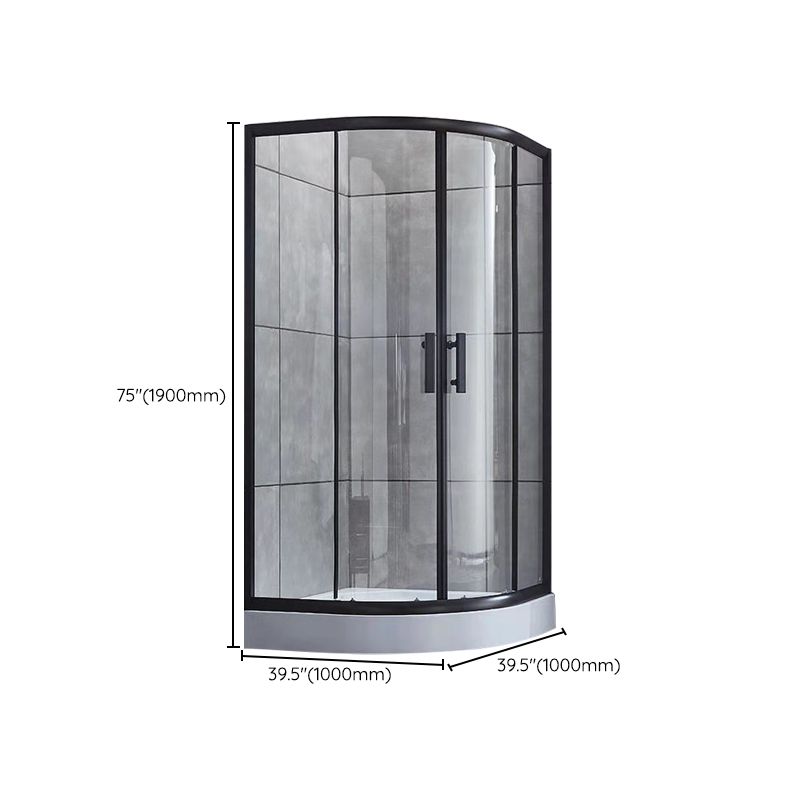 Rounded Matt Black Shower Enclosure Tempered Glass Corner Shower Enclosure Clearhalo 'Bathroom Remodel & Bathroom Fixtures' 'Home Improvement' 'home_improvement' 'home_improvement_shower_stalls_enclosures' 'Shower Stalls & Enclosures' 'shower_stalls_enclosures' 'Showers & Bathtubs' 1200x1200_cf4c7702-e722-4a91-957e-9019b30d403f