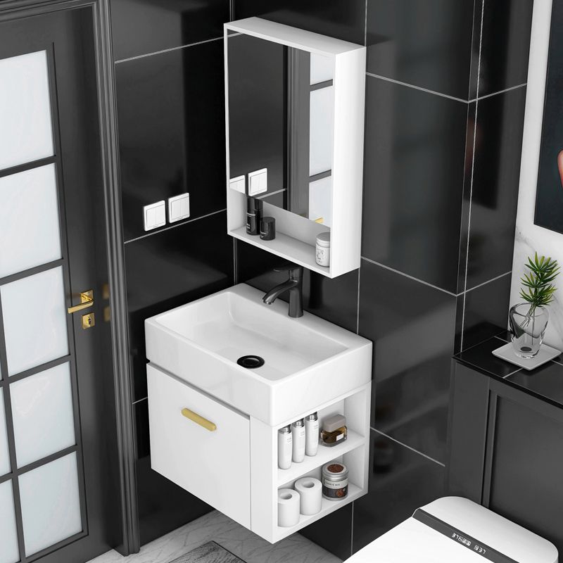 Modern White Ceramic Top Vanity Single-Sink Rectangular Wall Mount Vanity Clearhalo 'Bathroom Remodel & Bathroom Fixtures' 'Bathroom Vanities' 'bathroom_vanities' 'Home Improvement' 'home_improvement' 'home_improvement_bathroom_vanities' 1200x1200_cf4f182d-9a09-4d41-99e1-e2492e5489bc