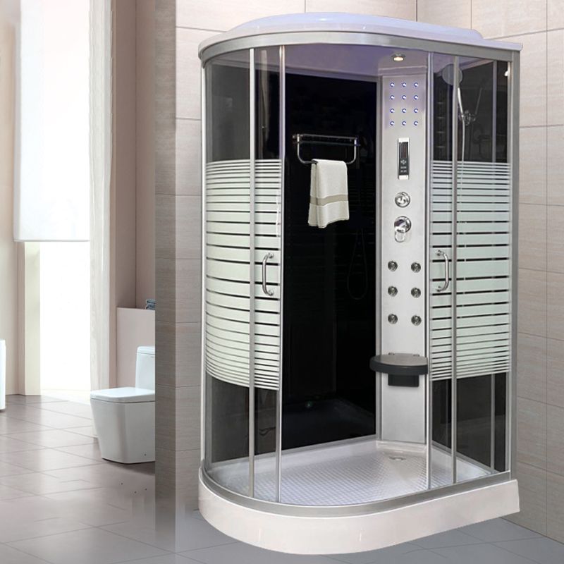 Striped Shower Stall Tempered Glass Shower Stall with Towel Bar and Rain Shower Clearhalo 'Bathroom Remodel & Bathroom Fixtures' 'Home Improvement' 'home_improvement' 'home_improvement_shower_stalls_enclosures' 'Shower Stalls & Enclosures' 'shower_stalls_enclosures' 'Showers & Bathtubs' 1200x1200_cf5716d7-8618-45df-9bd7-9a7121480dd3