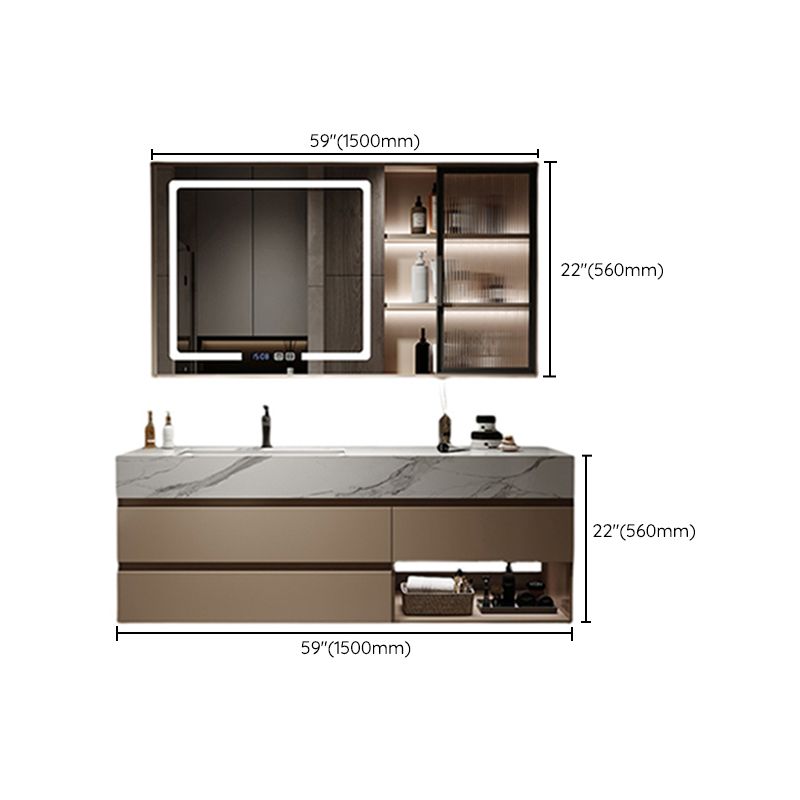 Glam Bath Vanity Quartz Top Standalone Cabinet and 3 Drawers Wall-Mounted Vanity Set Clearhalo 'Bathroom Remodel & Bathroom Fixtures' 'Bathroom Vanities' 'bathroom_vanities' 'Home Improvement' 'home_improvement' 'home_improvement_bathroom_vanities' 1200x1200_cf67a5f6-8482-477e-b0c2-559900d42825