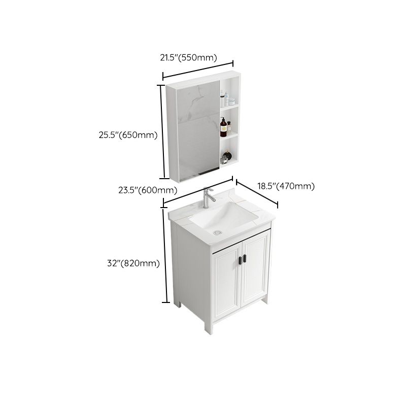 Rectangular Modern Bathroom Vanity White Stone Single Freestanding Vanity Set Clearhalo 'Bathroom Remodel & Bathroom Fixtures' 'Bathroom Vanities' 'bathroom_vanities' 'Home Improvement' 'home_improvement' 'home_improvement_bathroom_vanities' 1200x1200_cf69dd2d-8ece-471d-a751-15c291bd1977