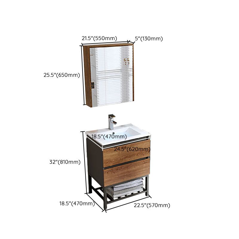 Traditional Sink Vanity Wooden Vanity Cabinet with Mirror Cabinet Clearhalo 'Bathroom Remodel & Bathroom Fixtures' 'Bathroom Vanities' 'bathroom_vanities' 'Home Improvement' 'home_improvement' 'home_improvement_bathroom_vanities' 1200x1200_cf6e92d1-6474-4f25-947c-517538ab80e4