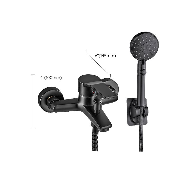 Wall Mount Fixed Bathtub Faucet Lever Handle with Hand Shower Clearhalo 'Bathroom Remodel & Bathroom Fixtures' 'Bathtub Faucets' 'bathtub_faucets' 'Home Improvement' 'home_improvement' 'home_improvement_bathtub_faucets' 1200x1200_cf6ee31d-6095-4167-bc0c-94c9545381c1