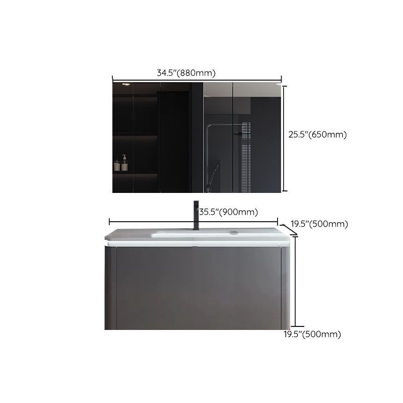 Grey Wood Modern Rectangular Wall Mounted Standard Bathroom Vanity Set Clearhalo 'Bathroom Remodel & Bathroom Fixtures' 'Bathroom Vanities' 'bathroom_vanities' 'Home Improvement' 'home_improvement' 'home_improvement_bathroom_vanities' 1200x1200_cf7513ad-e731-4bed-ba4a-6739f2b5b8c9