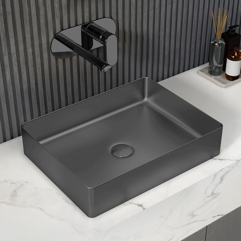 Contemporary Trough Bathroom Sink Solid Color Metal Trough Sink Clearhalo 'Bathroom Remodel & Bathroom Fixtures' 'Bathroom Sinks & Faucet Components' 'Bathroom Sinks' 'bathroom_sink' 'Home Improvement' 'home_improvement' 'home_improvement_bathroom_sink' 1200x1200_cf7a08ca-5b65-44a4-a629-e33dc62eff7e