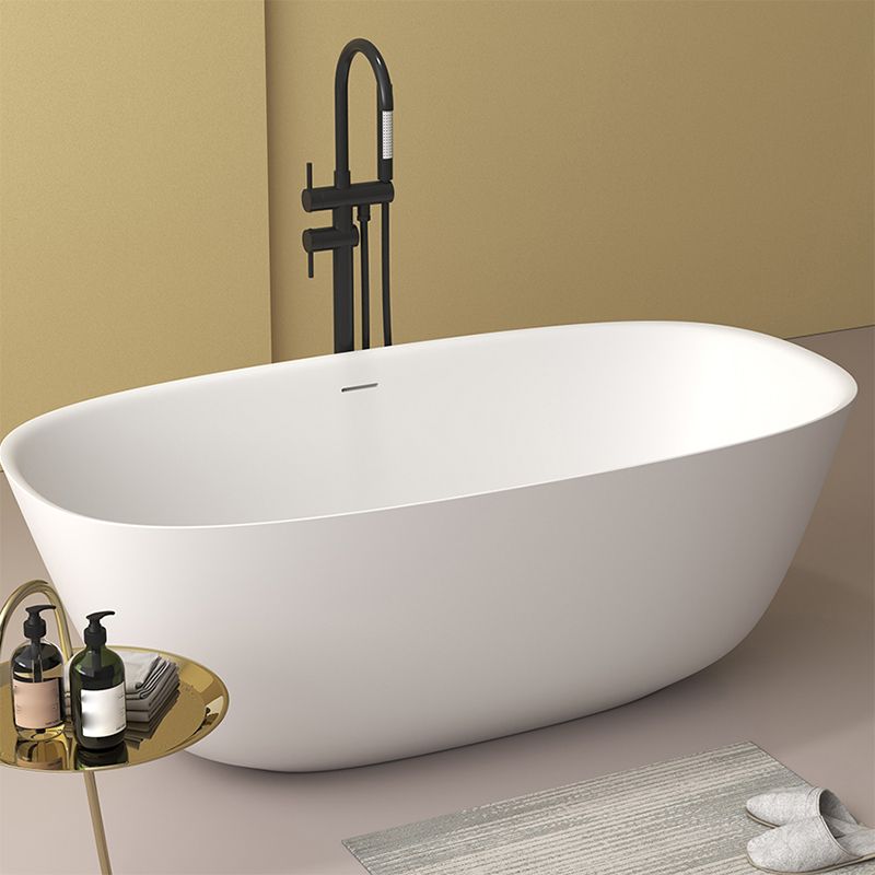 Modern Stone Oval Bathtub Freestanding Soaking Bath Tub , 22.05-inch Tall Clearhalo 'Bathroom Remodel & Bathroom Fixtures' 'Bathtubs' 'Home Improvement' 'home_improvement' 'home_improvement_bathtubs' 'Showers & Bathtubs' 1200x1200_cf8f9059-9f65-477c-a963-eaa60e009d8a