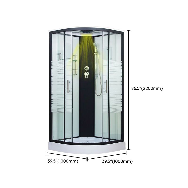 Framed Double Sliding Shower Kit Neo-Round Black Shower Stall Clearhalo 'Bathroom Remodel & Bathroom Fixtures' 'Home Improvement' 'home_improvement' 'home_improvement_shower_stalls_enclosures' 'Shower Stalls & Enclosures' 'shower_stalls_enclosures' 'Showers & Bathtubs' 1200x1200_cf94ea28-3c0c-4553-913f-4a7cf0f67c64
