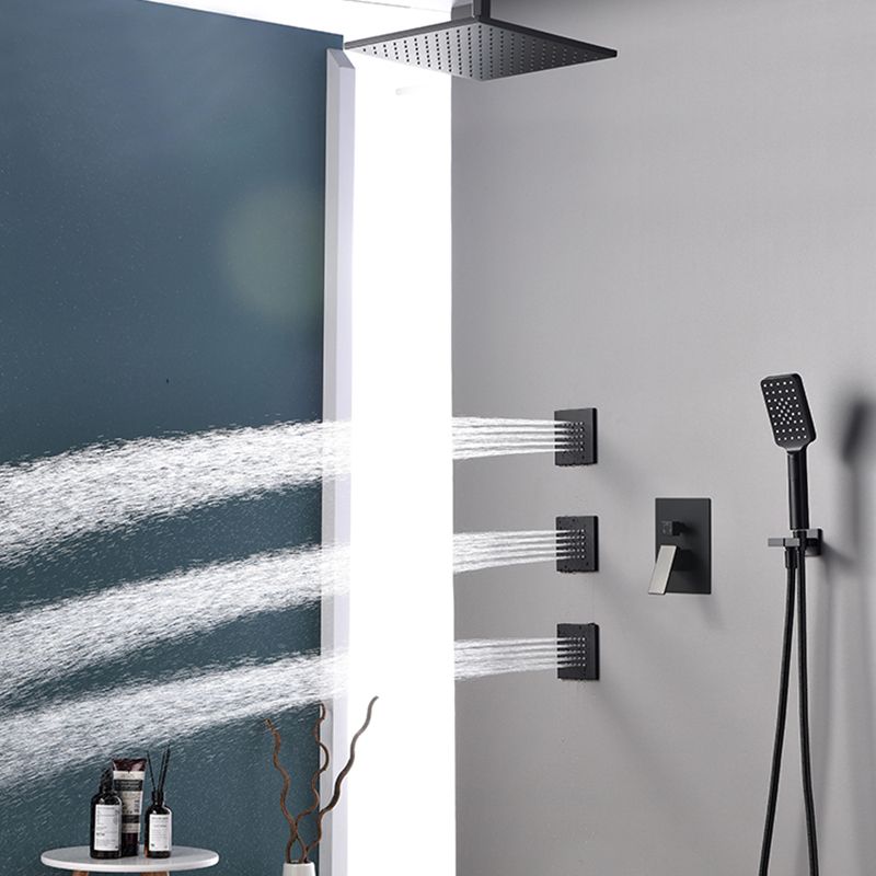 Square Black Spot Resist Shower Faucet Shower Arm Shower with Handheld Shower Head Clearhalo 'Bathroom Remodel & Bathroom Fixtures' 'Home Improvement' 'home_improvement' 'home_improvement_shower_faucets' 'Shower Faucets & Systems' 'shower_faucets' 'Showers & Bathtubs Plumbing' 'Showers & Bathtubs' 1200x1200_cfc330b8-6198-44d8-b844-da3d20adea0b
