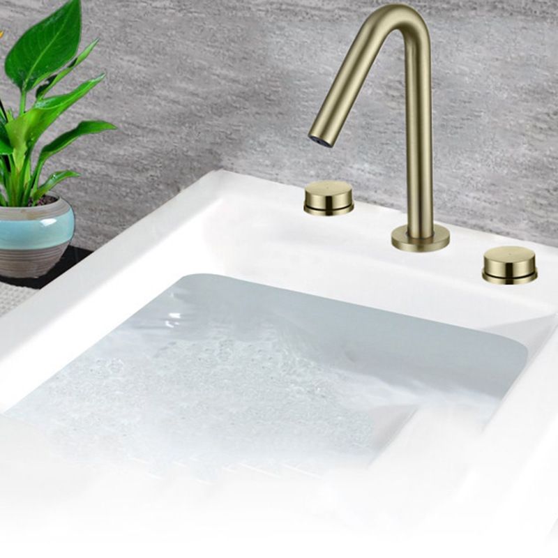 Glam Brass Widespread Bathroom Faucet 3 Hole Circular Vanity Faucet Clearhalo 'Bathroom Remodel & Bathroom Fixtures' 'Bathroom Sink Faucets' 'Bathroom Sinks & Faucet Components' 'bathroom_sink_faucets' 'Home Improvement' 'home_improvement' 'home_improvement_bathroom_sink_faucets' 1200x1200_cfc81126-470f-48f5-a4b8-3f7ad70d0f2c