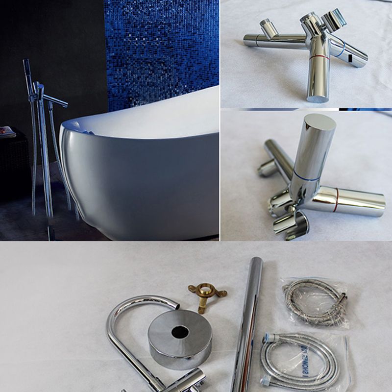 Brass Freestanding Tub Filler Floor Mounted Tub Filler with Handles Clearhalo 'Bathroom Remodel & Bathroom Fixtures' 'Bathtub Faucets' 'bathtub_faucets' 'Home Improvement' 'home_improvement' 'home_improvement_bathtub_faucets' 1200x1200_cfcdbe73-2575-4d97-9e24-0bf548d0ecc8