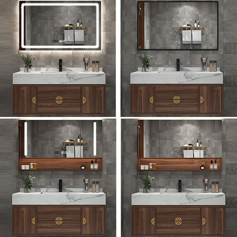 Wood Frame Vanity 2 Drawers Wall Mount Single Sink Rectangle Bathroom Vanity with Mirror Clearhalo 'Bathroom Remodel & Bathroom Fixtures' 'Bathroom Vanities' 'bathroom_vanities' 'Home Improvement' 'home_improvement' 'home_improvement_bathroom_vanities' 1200x1200_cfe937d5-d5c5-48df-95aa-0d17e4c9ea42
