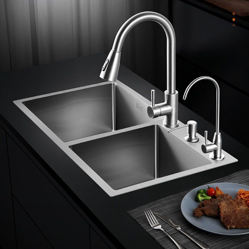 Modern Kitchen Bar Sink Stainless Steel with Drain Assembly Double Basin Kitchen Sink Clearhalo 'Home Improvement' 'home_improvement' 'home_improvement_kitchen_sinks' 'Kitchen Remodel & Kitchen Fixtures' 'Kitchen Sinks & Faucet Components' 'Kitchen Sinks' 'kitchen_sinks' 1200x1200_cffb203c-a12b-42c0-8ee6-b4b83abcd05f