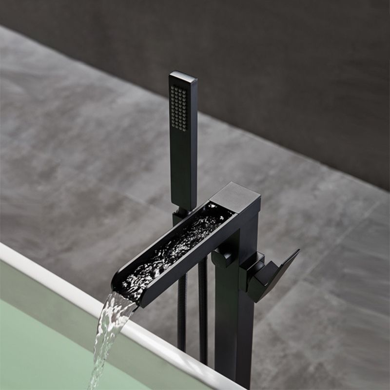 Floor Mounted Metal Freestanding Tub Filler Waterfall Freestanding Faucet with Hose Clearhalo 'Bathroom Remodel & Bathroom Fixtures' 'Bathtub Faucets' 'bathtub_faucets' 'Home Improvement' 'home_improvement' 'home_improvement_bathtub_faucets' 1200x1200_d00466f6-8b6a-4de4-939e-198199c5c701