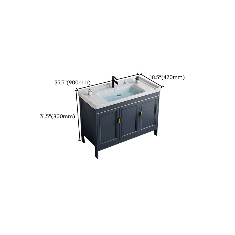 Blue Bath Vanity Freestanding Rectangular 2 Doors Single Sink Metal Frame Bathroom Vanity Clearhalo 'Bathroom Remodel & Bathroom Fixtures' 'Bathroom Vanities' 'bathroom_vanities' 'Home Improvement' 'home_improvement' 'home_improvement_bathroom_vanities' 1200x1200_d0071362-dd13-454d-8255-696def8a7de6