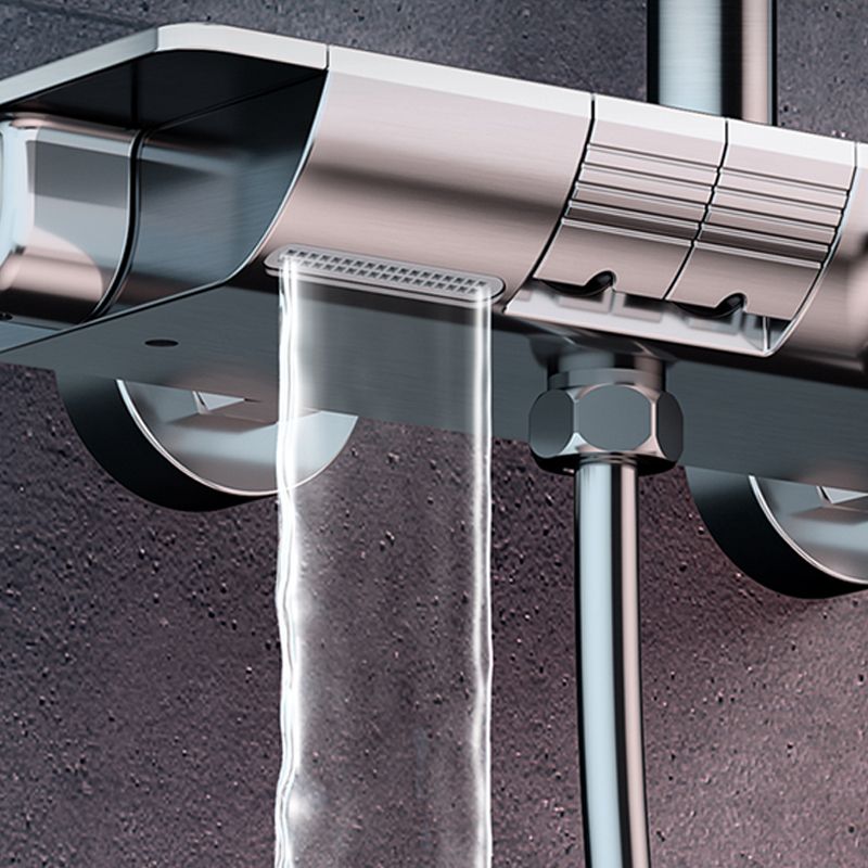 Grey Shower Set Thermostatic Button Intelligent Digital Display Bathroom Rain Shower Head Clearhalo 'Bathroom Remodel & Bathroom Fixtures' 'Home Improvement' 'home_improvement' 'home_improvement_shower_faucets' 'Shower Faucets & Systems' 'shower_faucets' 'Showers & Bathtubs Plumbing' 'Showers & Bathtubs' 1200x1200_d021b8af-e5db-44ee-9a31-f7d5905ff556